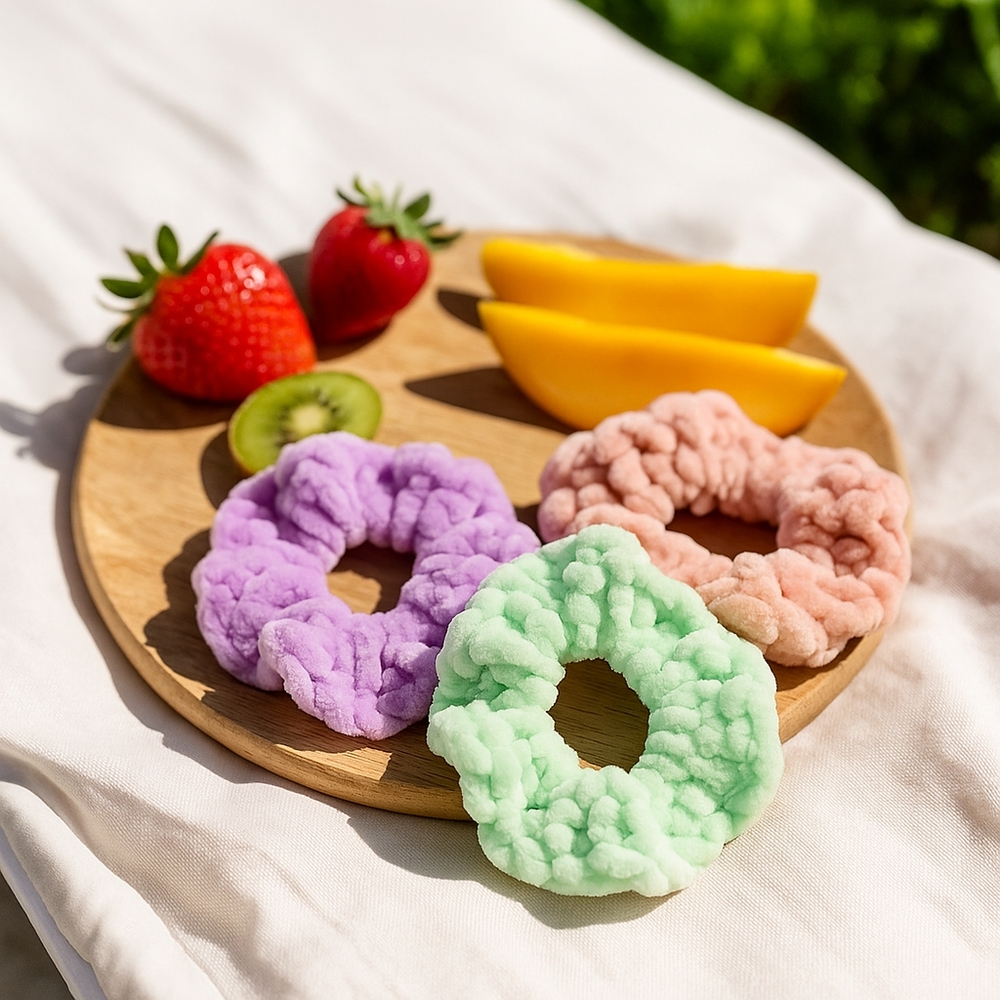Vibrant Hair Scrunchies Trio